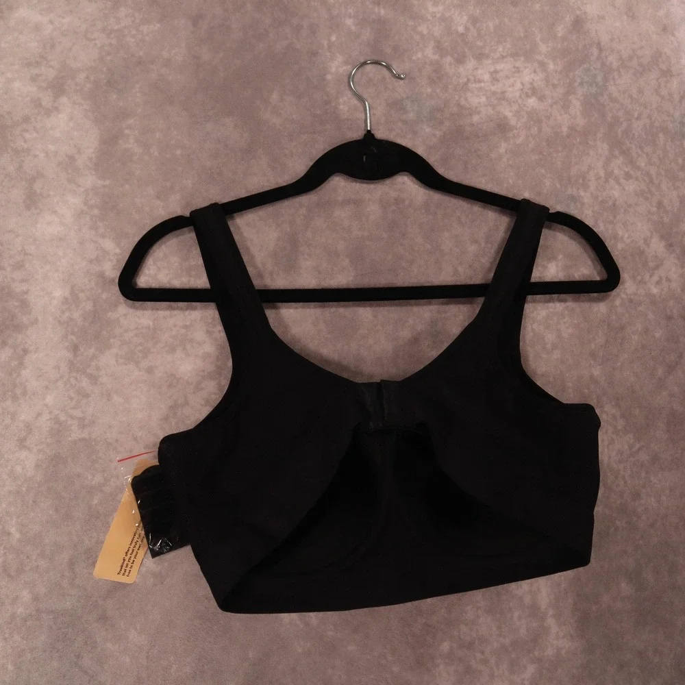 Truekind Daily Comfort Wirefree Shaper Bra Black XL Seamless Scoop Neck 10022